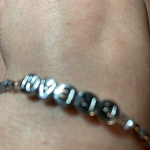 Handmade Dream rainbow bracelet, magnetic clasp, word Dream w multicolored beads